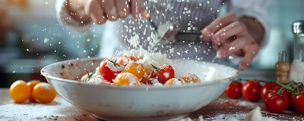 szef kuchni przygotowujący potrawę